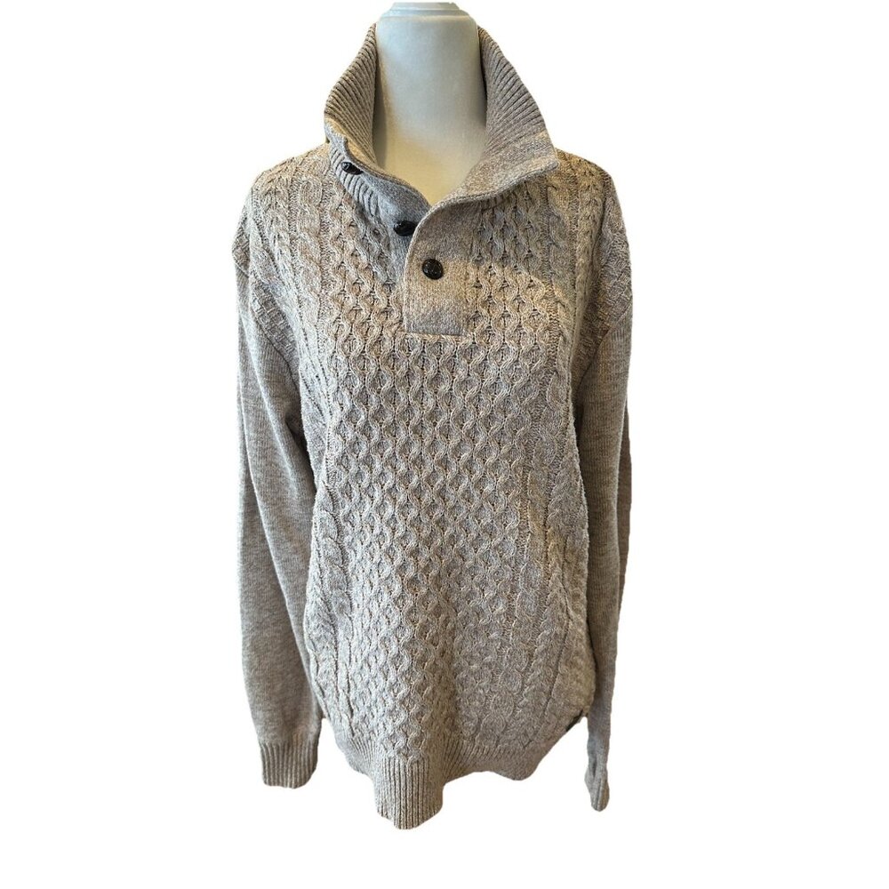 Buffalo David Bitton Women's Large Cable Knit Long Sleeve Sweater Oatmeal